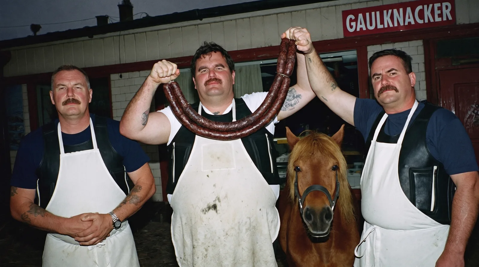 Frühes Foto der Gaulknacker-Gang mit Pony