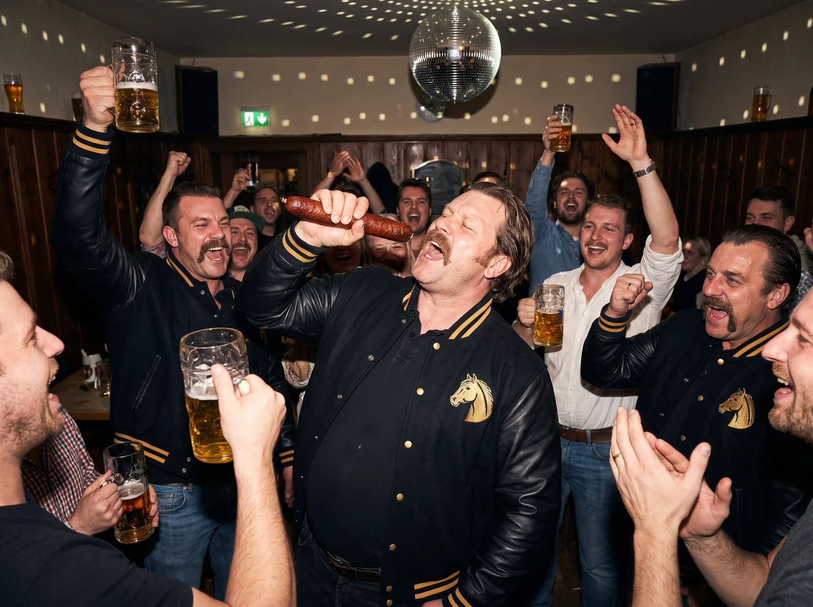 Metzger singt Karaoke in eine Wurst statt Mikrofon